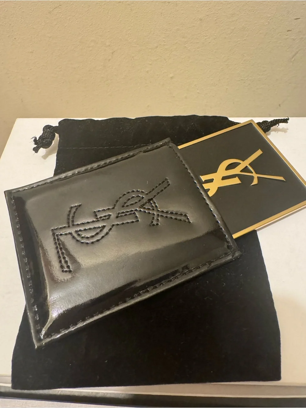 YSL Yves Saint Laurent Beaute Gold Enamel Mirror Set NIB